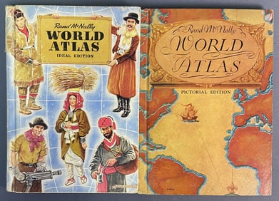 Vintage Rand McNally Atlas Books Set of Two 1930s Rand McNally Ideal Edition Atlas, 1937. Split at