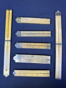 Antique & Vintage Boxwood & Brass Rulers 7 total. Stanley, Van Camp H. Chapman