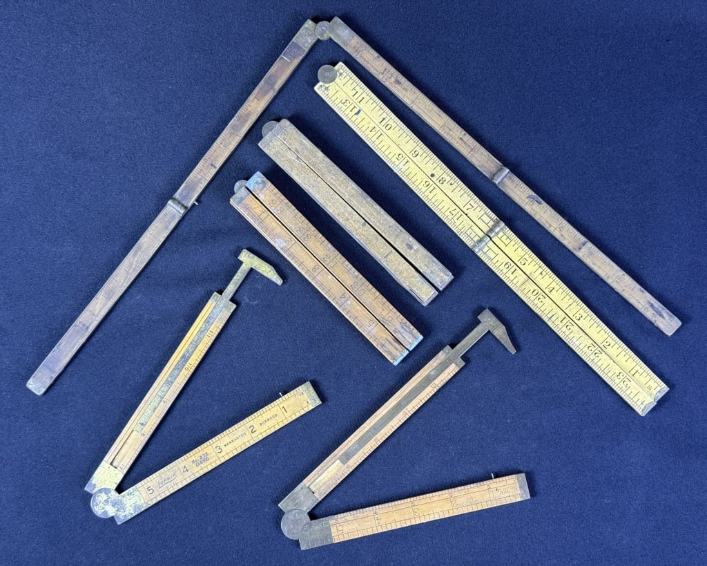 Antique & Vintage Boxwood & Brass Rulers Description 6 total. Stanley, Lufkin, Upson. Various: Description 6 total. Stanley, Lufkin, Upson. Various degrees of age/wear. Please refer to photos for further item and condition details.