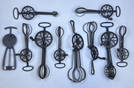 Antique & Vintage Metal Cast Iron Egg Beaters 10 total. Makers and models  including Landers Frary &