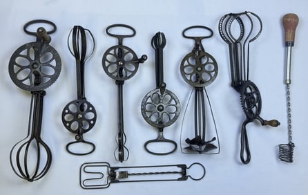 Antique & Vintage Metal Cast Iron Egg Beaters Makers and models including Dover and Cyclone See