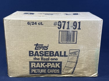 1991 Topps Baseball Cards Rak-Pak Sealed Box Unopened box measuring 16 x 10.5 x 10.5 inches.