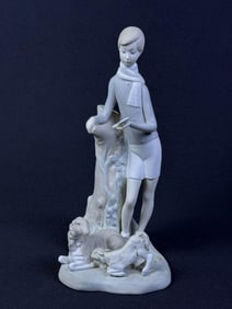 Lladro 4509 Boy With Lambs Porcelain Figurine Matte Finish. 11 inches tall.   No cracks or breaks.