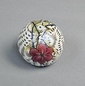 Orient & Flume Glass Paperweight Flowers 3.25 x 3.25 inches.
