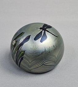Orient & Flume Glass Paperweight Dragonfly 1977 Approximately 3 x 3