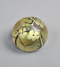 Orient & Flume Glass Paperweight Floral Approximately 3 x 2.5 inches. Free from damage. Please refer