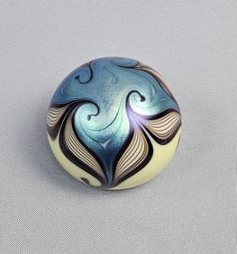 Orient & Flume Glass Paperweight 1975 Approximately 2.75 x 2 inches. Free from damage. Please refer