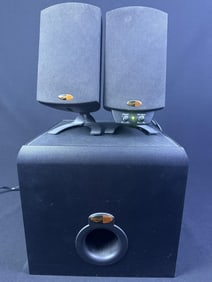 Klipsch Promedia 2.1 Speakers & Subwoofer Powers on other wise untested. Woofer 10 x 10 x 10 inches.