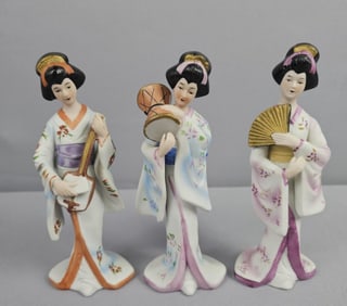 Vintage Capodimonte Porcelain Geisha Lady Figurines