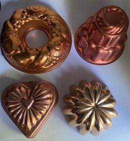 Vintage Copper Jello Molds Set of Four Set of four copper gelatin molds for use or