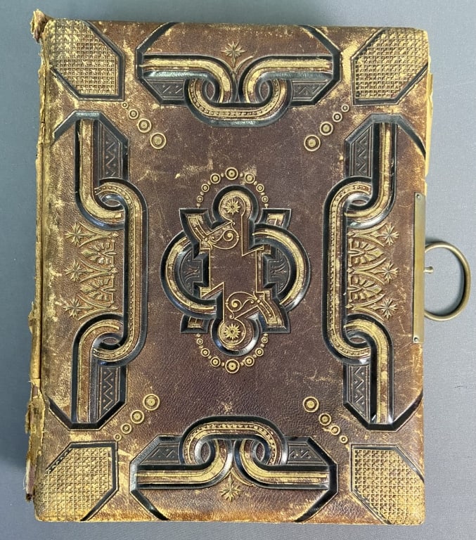 Handmade Leather False Book False book box made from and antique leather bound photo album. Front (1 of 8)