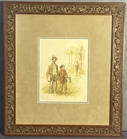 Heinz Geilfus Waldgeister Lithograph Signed Humorous hunting lithograph by Heinz Geilfus, signed in