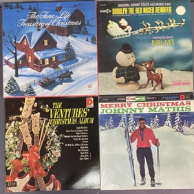 Vinyl Christmas Records Set of Four Merry Christmas by Johnny Mathis, Columbia Records CS