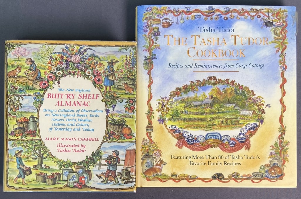 Tasha Tudor Cookbooks First Editions The New England Butt'ry Shelf Almanac by Mary Mason Campbell,: The New England Butt'ry Shelf Almanac by Mary Mason Campbell, illustrated by Tasha Tudor. Published by The World Publishing Company, 1970, first printing. The Tasha Tudor Cookbook, published by Little