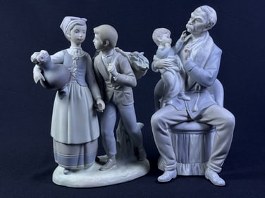 Lladro Porcelain Figurines Damaged 2 statues with broken off fingers. 4654 The Grandfather and 1241