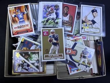 Mixed Mystery Lot Sports Cards 80s-2000s Mostly football. Approximately 10 x 3 x 7 inches total lot