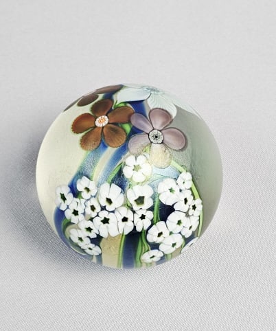 Orient & Flume Glass Paperweight Floral 1984 Approximately 2.75 x 3 inches. Free from chips or (1 of 5)