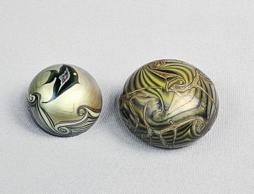 2 Orient & Flume Glass Paperweights Fish 1975 Description Approximately 2.75 x 1.5 inches and 2 x