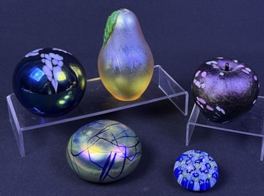 Art Glass Paperweights Levay Orient Glass Eye 5 total.