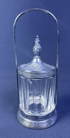 Antique Glass & Silver Plate Pickle Castor Jar Please see photos for item details and condition
