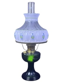 Aladdin Number 23 Green Drape Oil Lamp 24 inches tall.