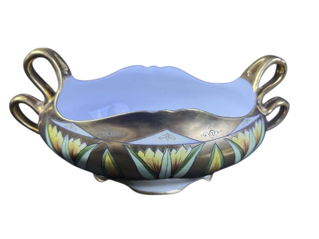 Vintage Pickard China Egyptian Double Handle Bowl 12 x 6.25 x 5.5 inches. (1 of 9)