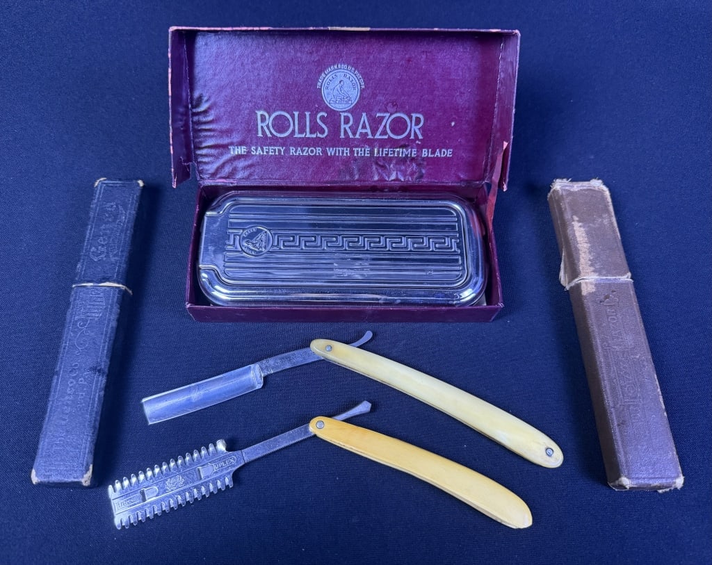 Vintage Rolls Razor & Straight Razors Lot 2 razors and Rolls Razor sharpener. (1 of 8)