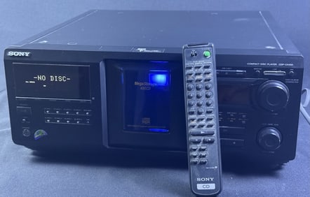 Sony 400 Disc Cd Player CDP-CX455 With working remote. Untested with amplifier/speeakers. Door and