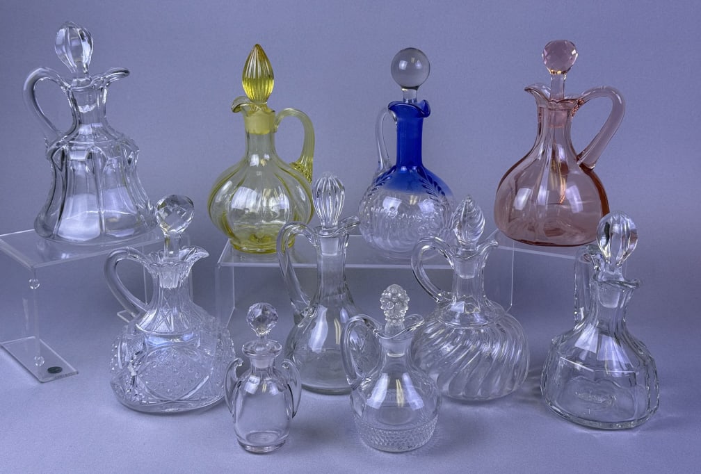 Vintage Glass Cruets Mixed Lot 10 total. Between 3.5 and 7 inches tall. (1 of 8)
