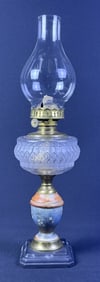 Antique Hamilton Oil Lamp 21.5 inches tall.