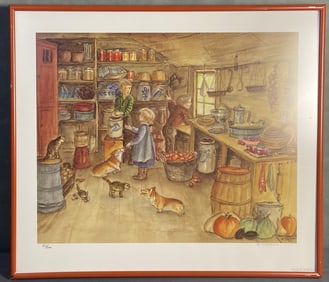 Tasha Tudor Harvest Pantry Lithograph Signed Litho of the watercolor The Harvest Pantry by Tasha