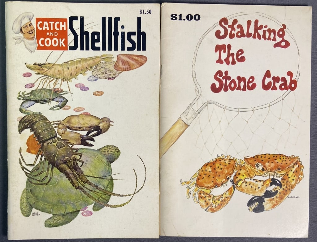 Vintage Seafood Cookbooks Signed Set of Two Stalking the Stone Crab and Catch and Cook Shellfish, (1 of 7)