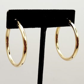 14K Yellow Gold Hoop Earrings Weighs 2.6 grams.