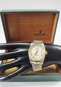 Men's Rolex Oyster Perpetual Dayjust Watch 18K 18K Yellow Gold & Stainless