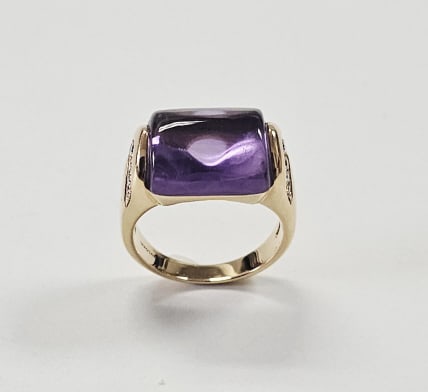 Bvlgari 18K Gold Cut Amethyst & Diamond Ring Ring is size (1 of 13)