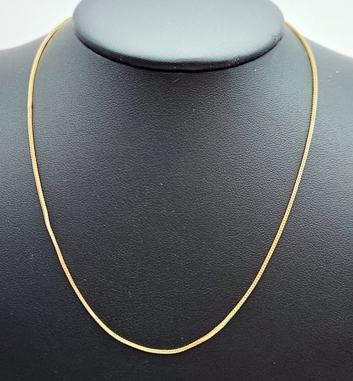 14K Yellow Gold Herringbone Chain Necklace Weighs 2.5 grams. Necklace is 16". (1 of 5)