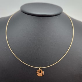 14K Yellow Gold Monogram Pendant & Choker Necklace Lot weighs 1.9 grams. Necklace is 16".
