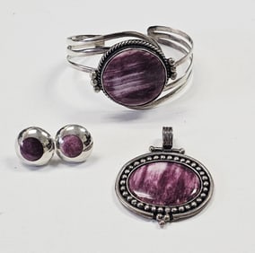 950 Sterling Purple Spiny Oyster Bracelet Pendant &
