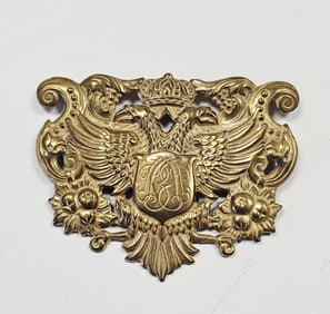 Vintage Miriam Haskell Coat of Arms Brooch Large Rare Vintage signed Miriam Haskell gold tone brooch