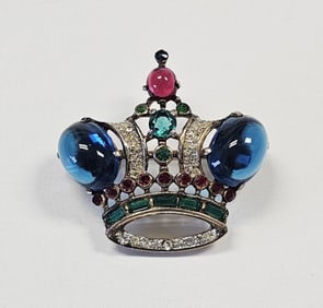 Vintage Sterling Trifari rhinestone Crown Brooch 1955 TRIFARI Sterling Rhinestones CROWN