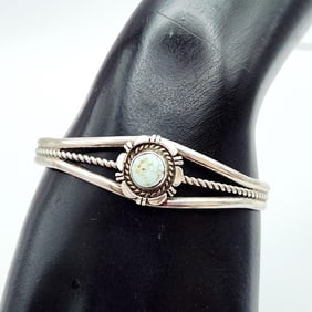 Sterling Shoshone Dry Creek Turquoise Cuff Bracelet Weighs 16.2 grams.