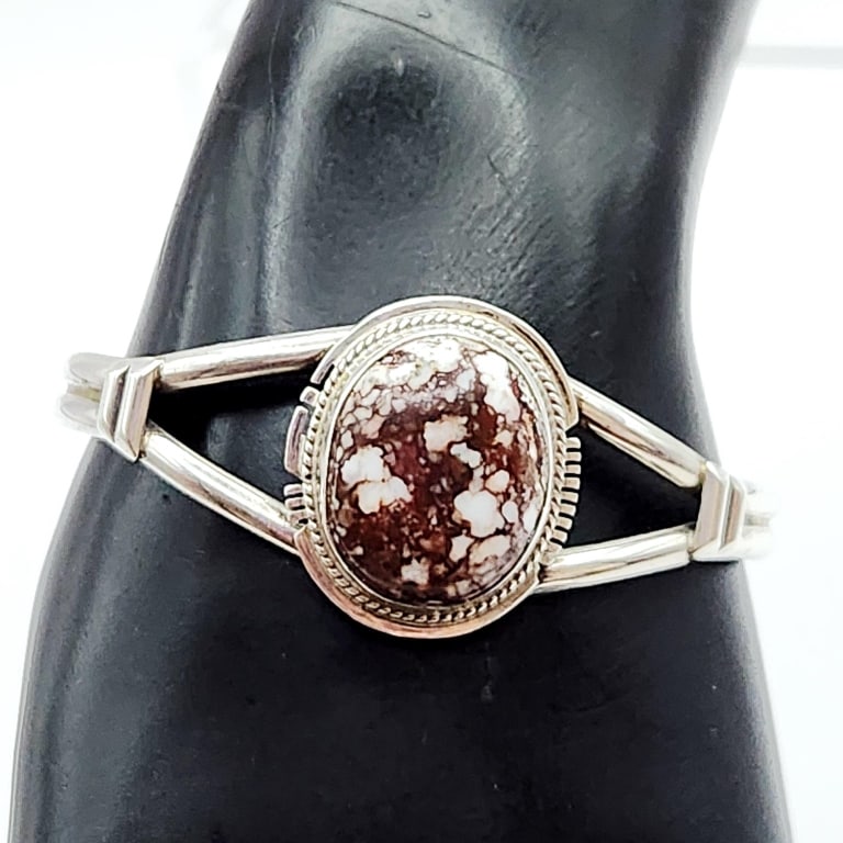 Larson Lee Sterling Silver & Wild Horse Stone Cuff Bracelet  Weighs 20.8 grams. (1 of 5)