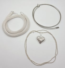 Vintage Sterling Silver Necklaces Flat Chain Measures