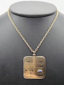 Vintage Sarah Coventry Calendar Necklace Gold Tone Metal Necklace Measures 18"