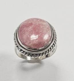 Vintage Sterling Silver Rhodchrosite Ring Ring Weighs 9.4 Grams Size 8