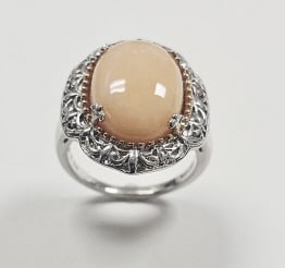 Sterling Silver Pink Coral Ring Ring Weighs 8.1 Grams Size 9