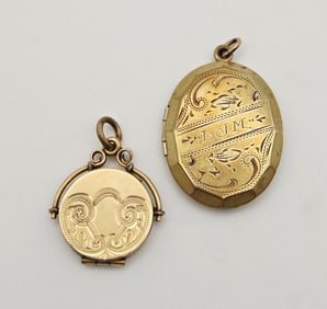 Antique 10K Gold Plated Lockets Oval Locket Weighs 5.4 Grams Circular Locket Weighs 4.2 Grams