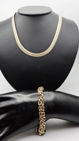 Vintage Milor Italy Sterling Necklace & Bracelet Necklace Measures 22"