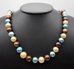Honora Sterling Silver Multi Color Pearl Necklace Necklace Measures 22" Necklace Weighs 77.4 Grams