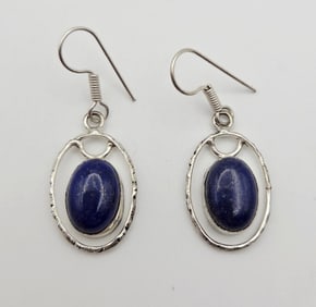 Sterling Silver Lapis Lazuli Earrings Earrings Weigh 8.1 Grams